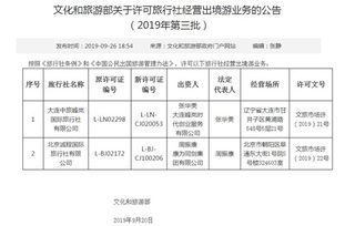 文化和旅游部擴大出境游經營主體，兩家旅行社獲準開展出境游業務